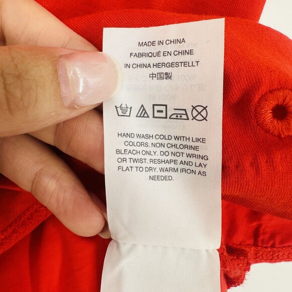 J.Crew Red V-Neck Eyelet Cap Sleeve Embroidered Cotton T-Shirt Blouse Top XS - Picture 10 of 10